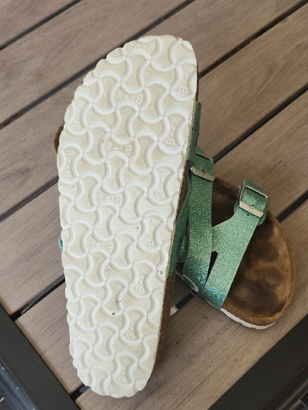 Birkenstock Green Glitter Double-Strap Sandals - Picture 3 of 6